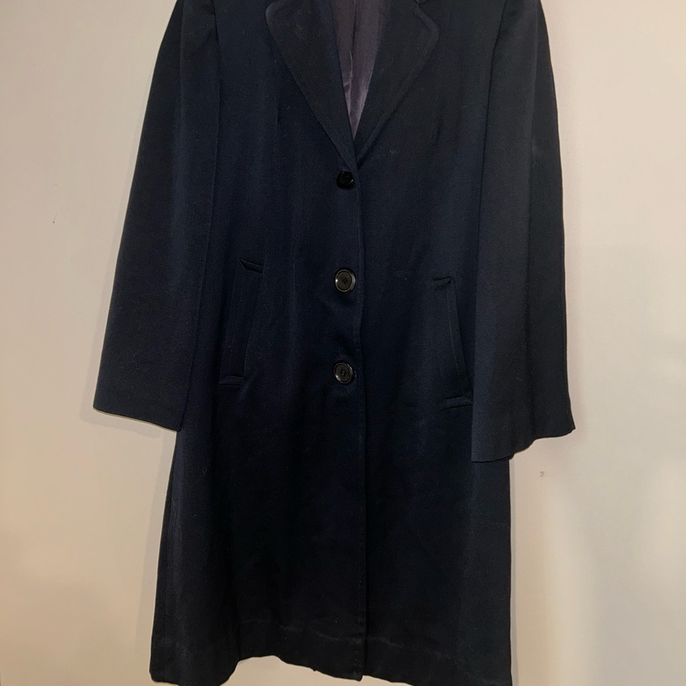 Vintage 1940s Post Leigh Thoroughbred Classic Navy Wool Coat Tailored